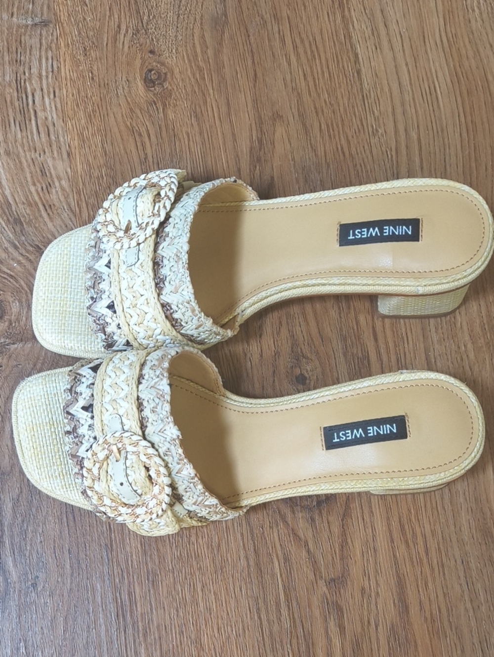 Nine West Cream Braided Slip-On Mules
